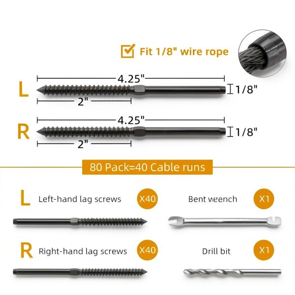CELYND Black Swage Lag Screws T316 Stainless Steel Deck-1