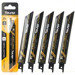 TOLESA Heavy Metal Cutting Reciprocating Saw Blades 6" 14TPI 5 Pack-0