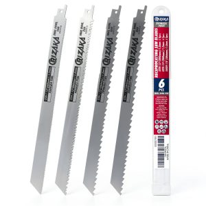 6 Pack Reciprocating Saw Blades for Frozen Meat, Bone, Fish, Ice - 12"(300mm)/1.2mm - 3TPI x 2pcs, 8TPI x 2pcs, 10TPI x 2 pcs - Stainless Steel Sawzal Blades with Storage Box-0