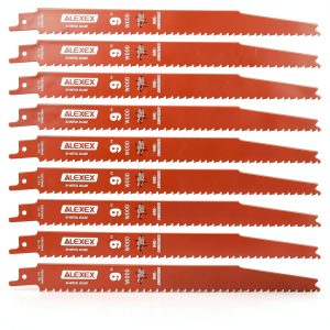10 Pack 9 Inch 4/6 TPI Reciprocating Saw Blades for Wood and Nail-Embedded Wood Cutting, Bi-Metal Sawzall Blades for Cutting Nail and PVC Pallets etc, for Diablo Sawzall Blades DS0912BW25-0