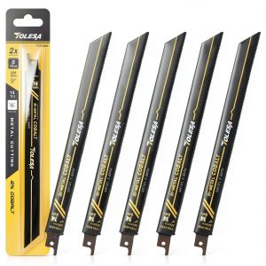 TOLESA Heavy Metal Cutting Reciprocating Saw Blades 9 Inch 14TPI for Pipe, Rebar, Bi-Metal Sabre Saw Blades 5 Pack-0